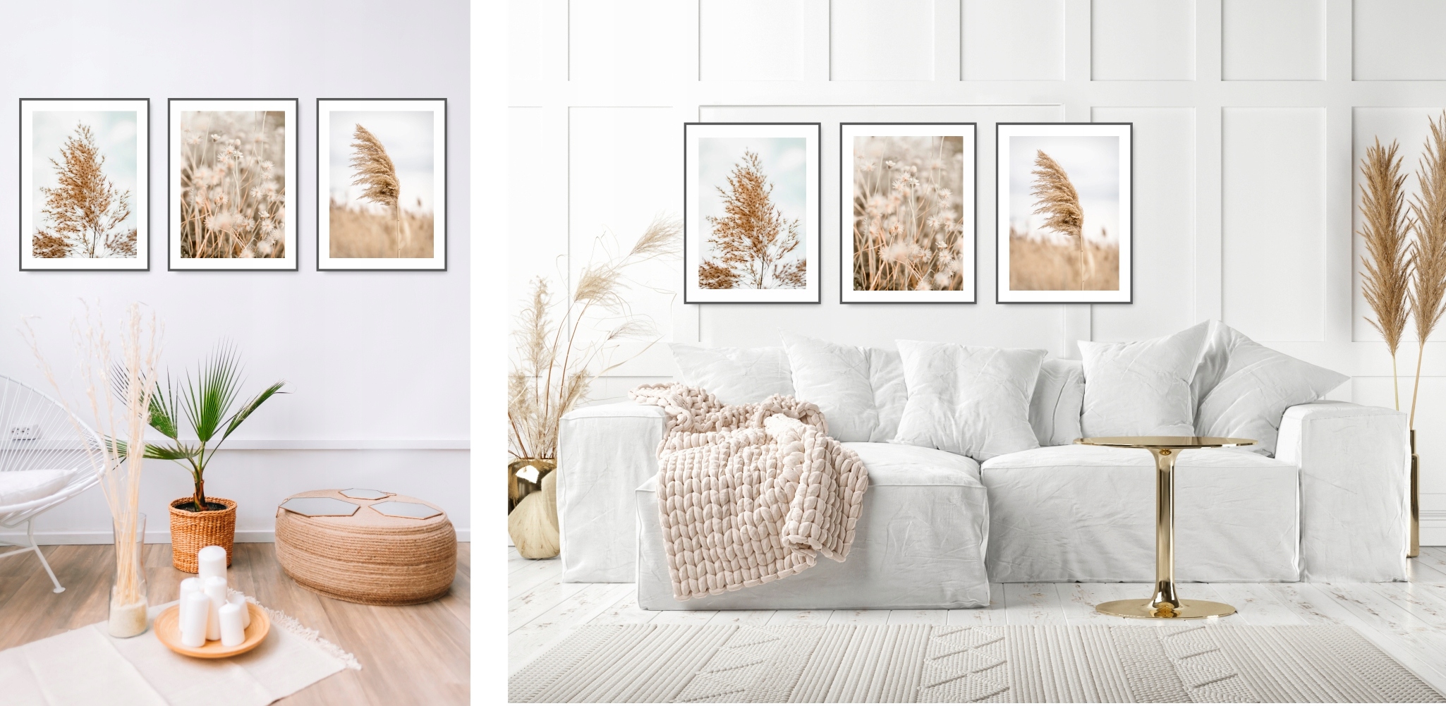 BOHO zestaw 3 obrazy 40x50 NATURA BEŻ plakat #12 Marka KMBpress