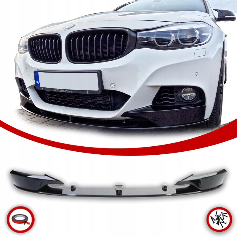 Bmw F34 Gt Přední Krytka Nárazníku Spoiler Splitter Mp Černý Lesk