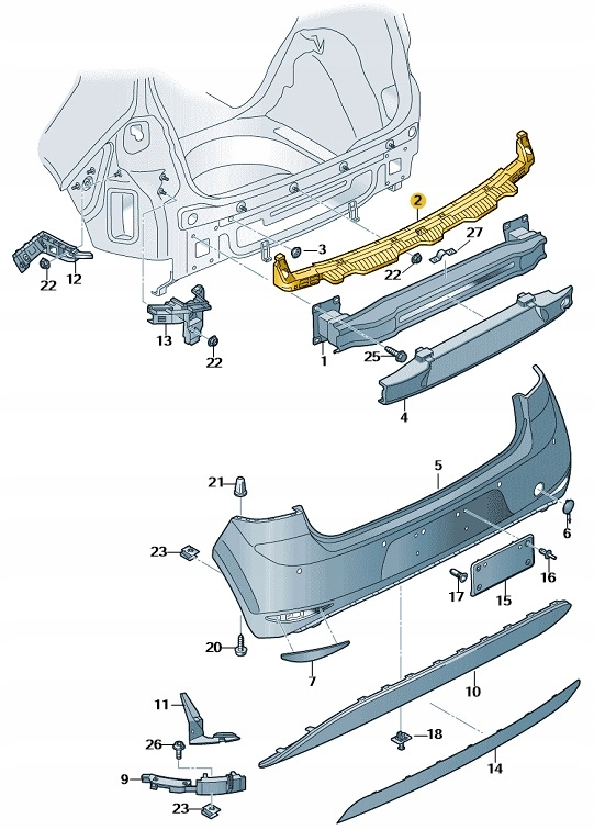 SLIZG PROWADNICA TYLNEGO ZDERZAKA VW GOLF VII OE