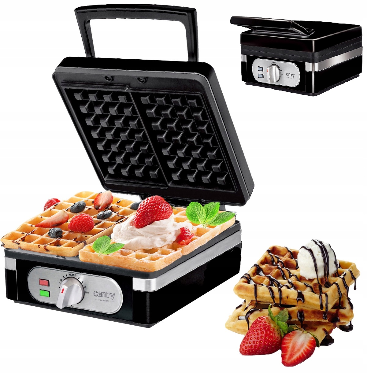 

Gofrownica 2 Duże Gofry Regulacja Temp Moc 2000 W