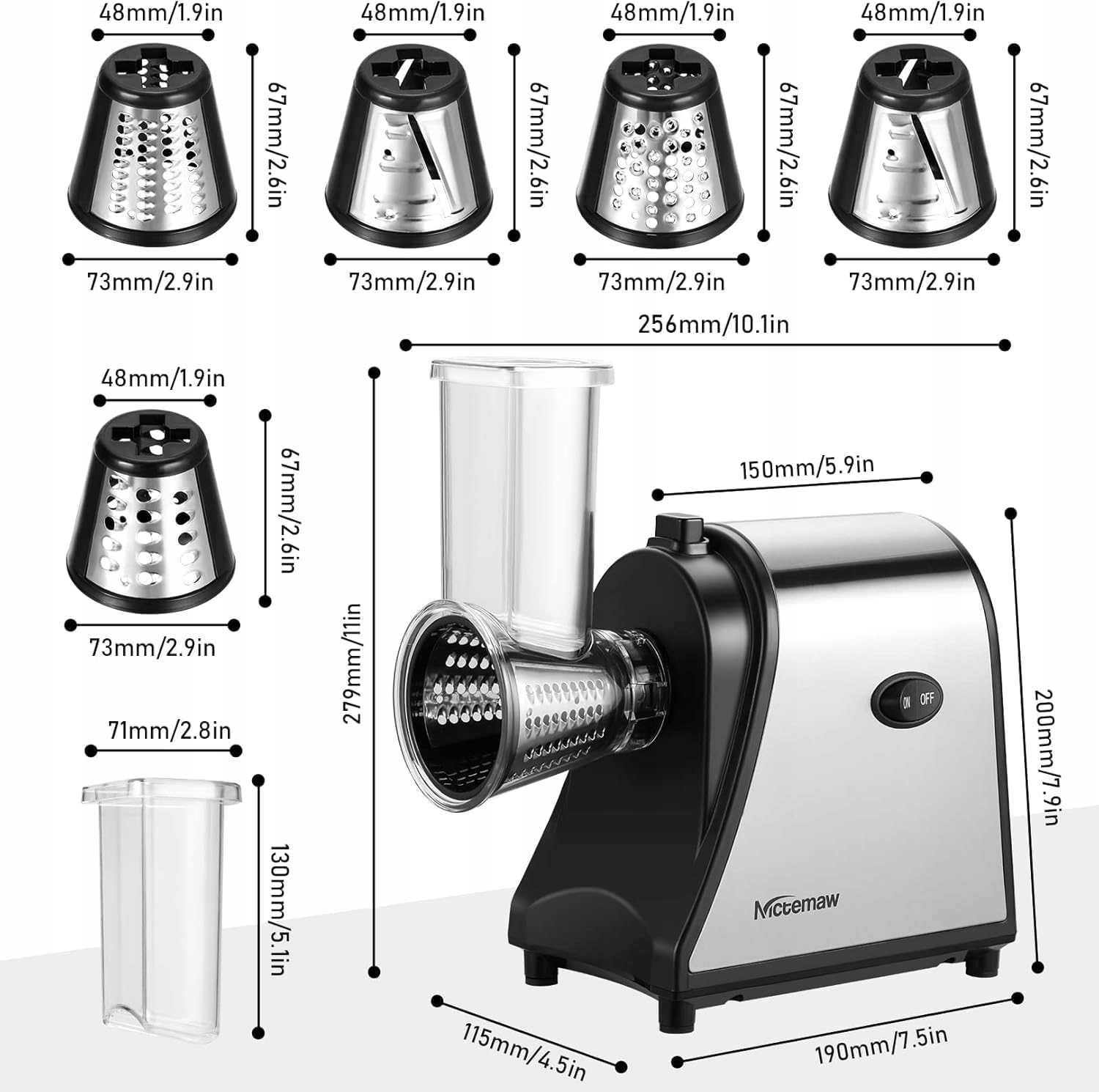 COOCHEER Elektryczna Krajalnica Do Warzyw 250W Z 5 Ostrzami — miniatura 2
