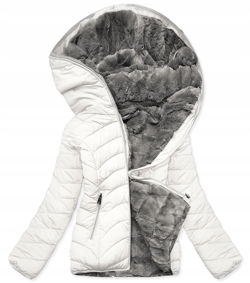 Oboustranná Bunda 2M-21507 Smetana/šedá XXL (44)