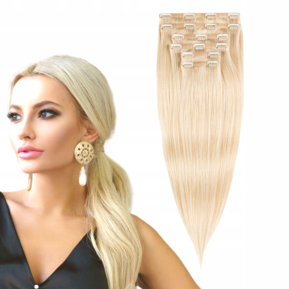 Bezešvé Clip přírodní vlasy 50 cm 6 Pásků #60