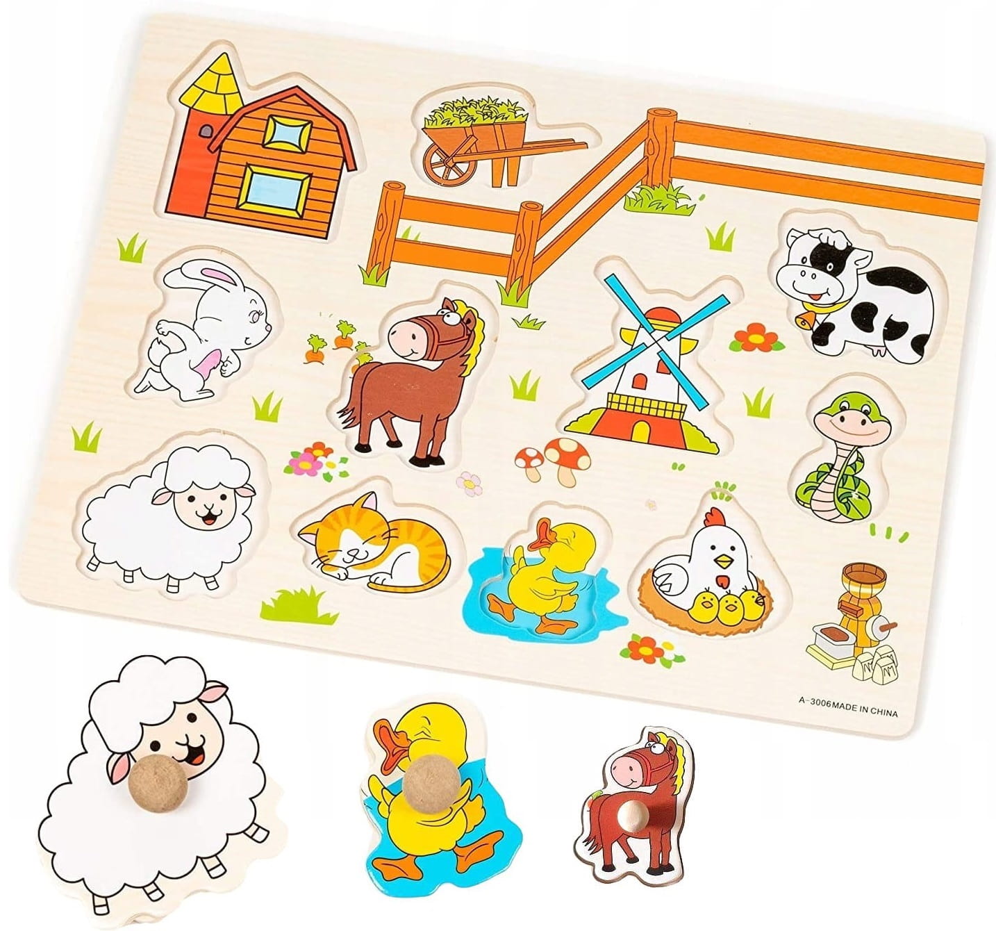 EDUKACYJNE DREWNIANE PUZZLE UKŁADANKA ZWIERZĘTA Marka inna