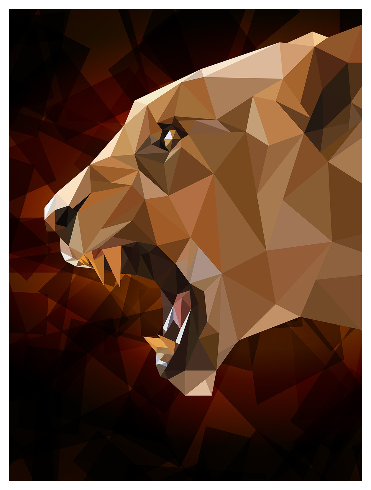 Vliesová fototapeta Polygonální řev lvice ve tmě 184x254 lepidlo