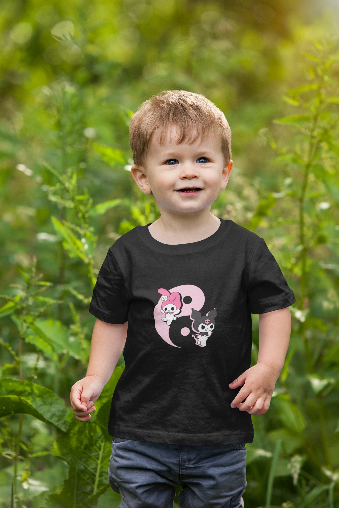 T-SHIRT CZARNY BAWEŁNA DZIECKO KOSZULKA KUROMI YIN YANG PREZENT 152 158 Marka bez marki