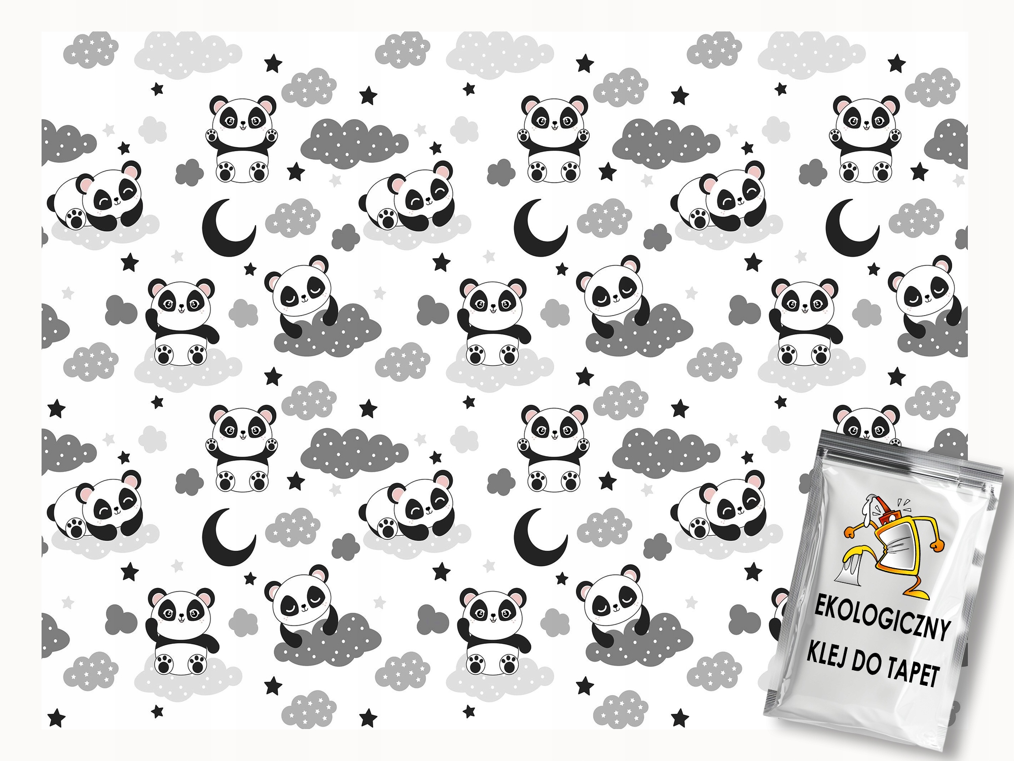 Fototapeta Flizelina Děti Noc Sen Měsíc Hvězdy Medvídek Panda 400x280 lepidlo