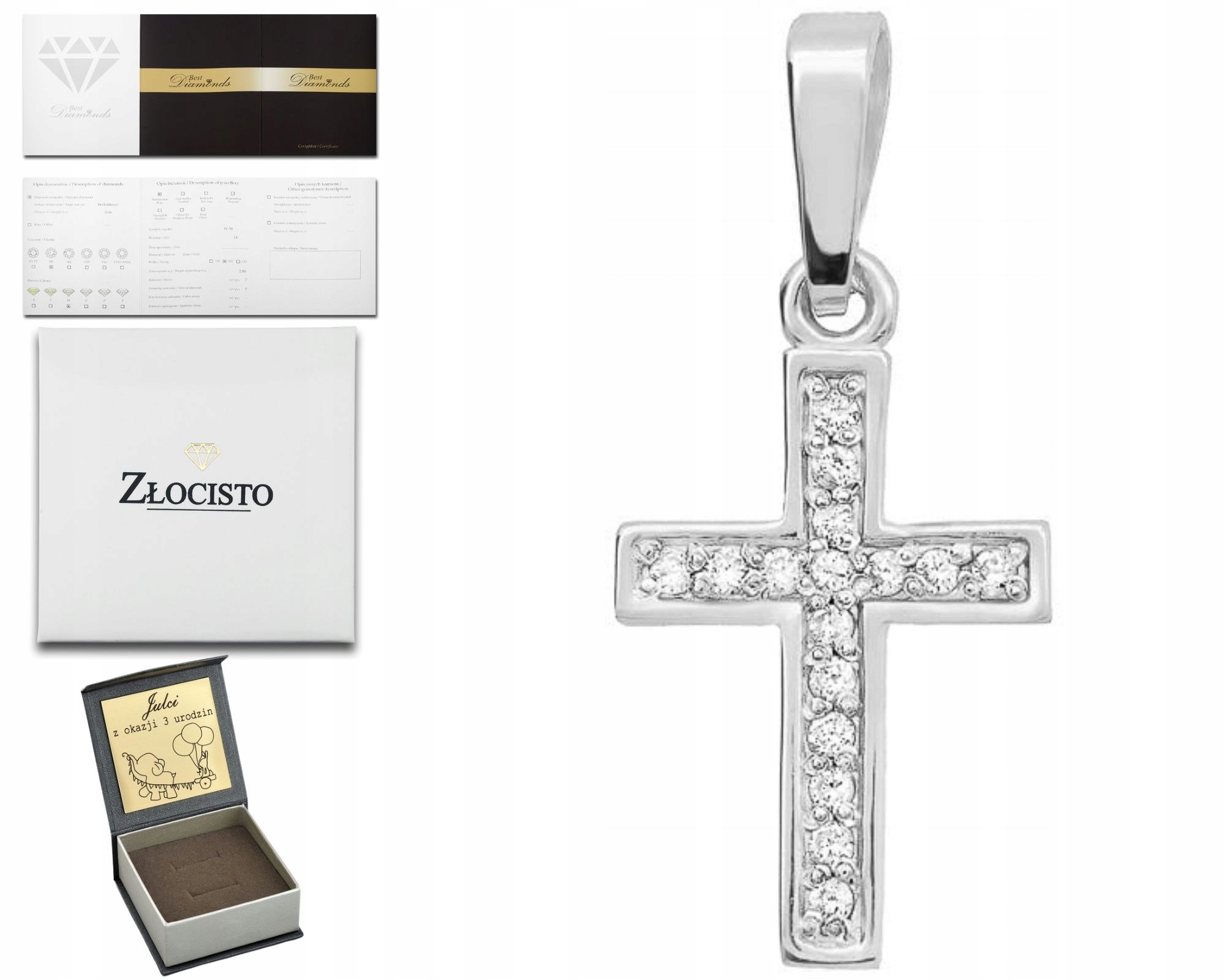 Přívěsek S Brilianty Křížek 585 Z Bílého Zlata
