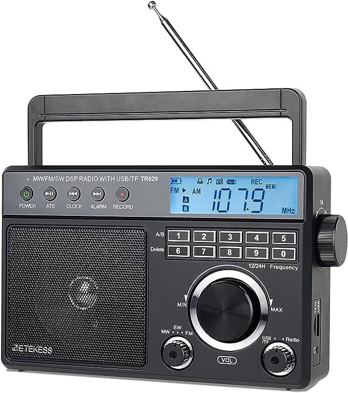 Retekess TR629 Přenosné rádio, síťové/bateriové, Am Fm Sw, Usb/tf