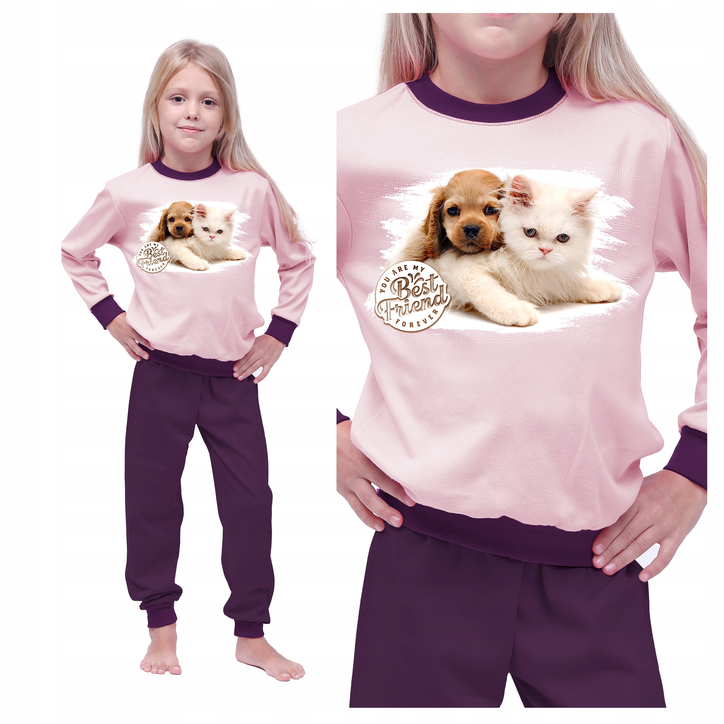 

Piżama Śliwkowa Dziewczęca Z Nadrukiem Rozmiar 164