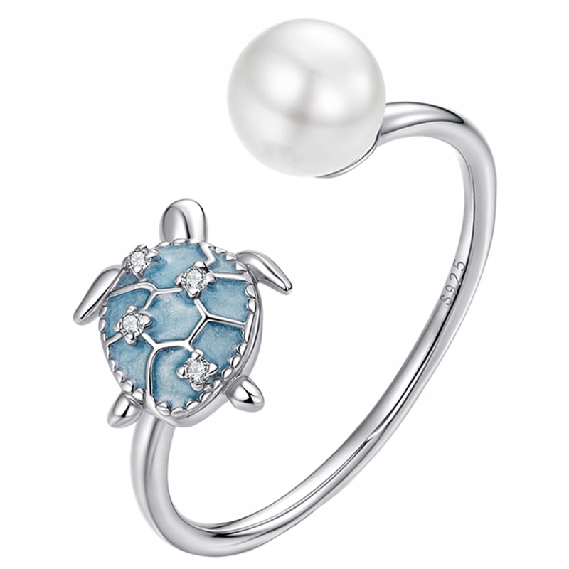 Prstýnek Stříbrný Prstýnek Nastavitelný Želva Perla Stříbro 925 Trusky