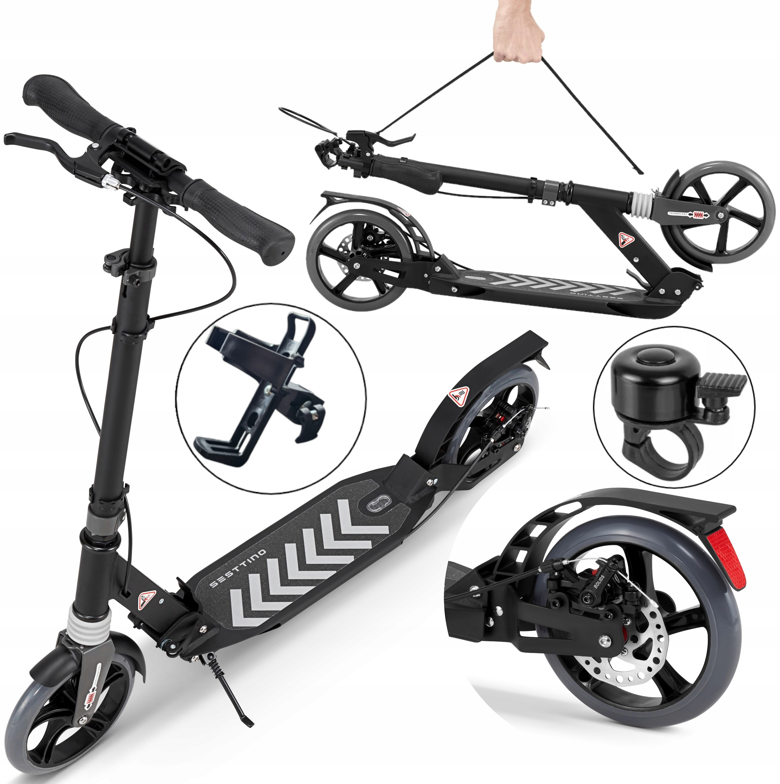 Hulajnoga Składana Miejska Duża dla dzieci i dorosłych Hamulec Tarczowy