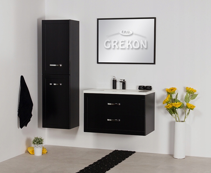 MEIVA meble łazienkowe czarna szafka + umywalka 80 Wysokość mebla 50 cm