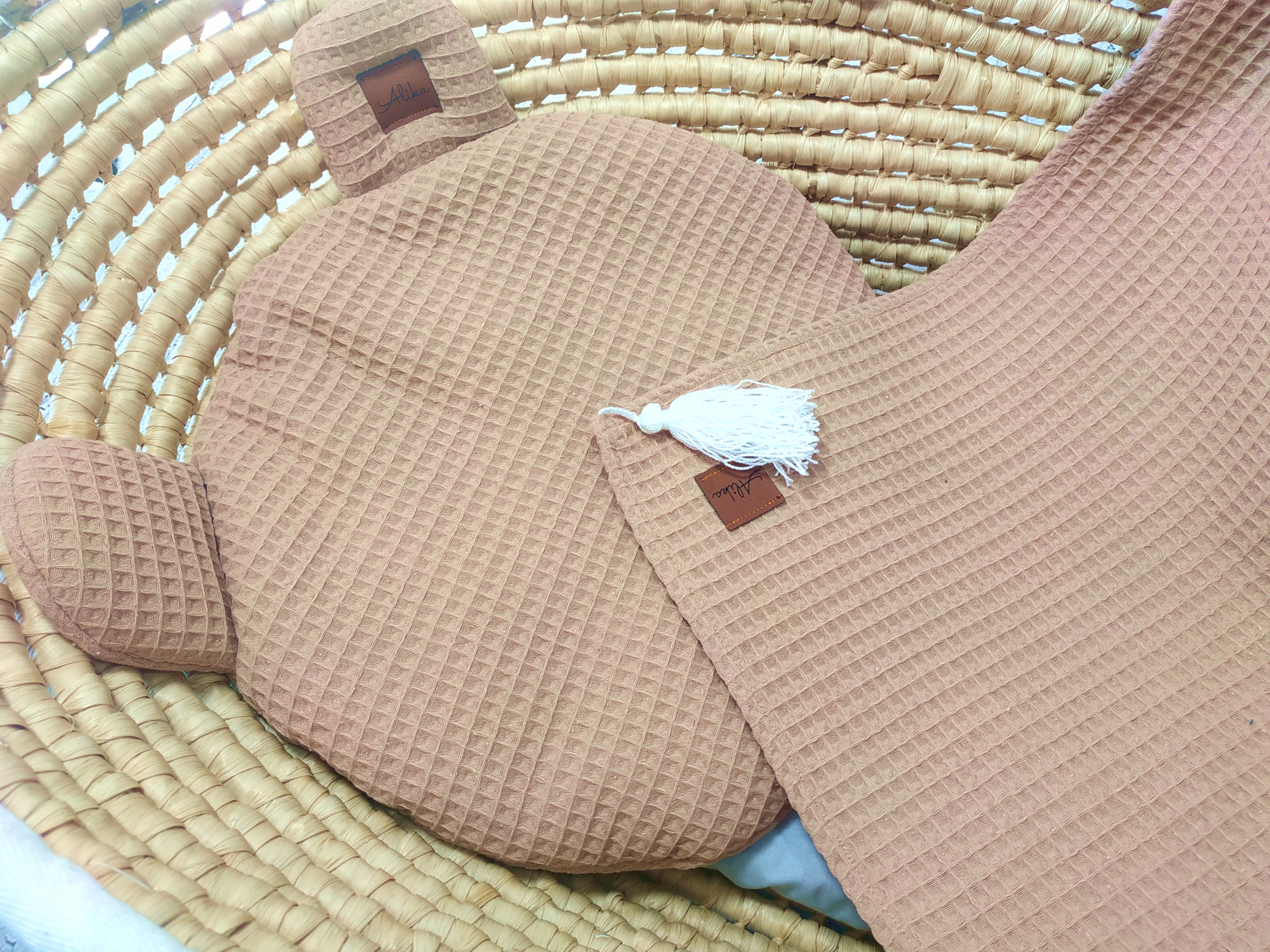 kocyk otulacz wafel + poduszka miś 100% bawełna Kod producenta w5