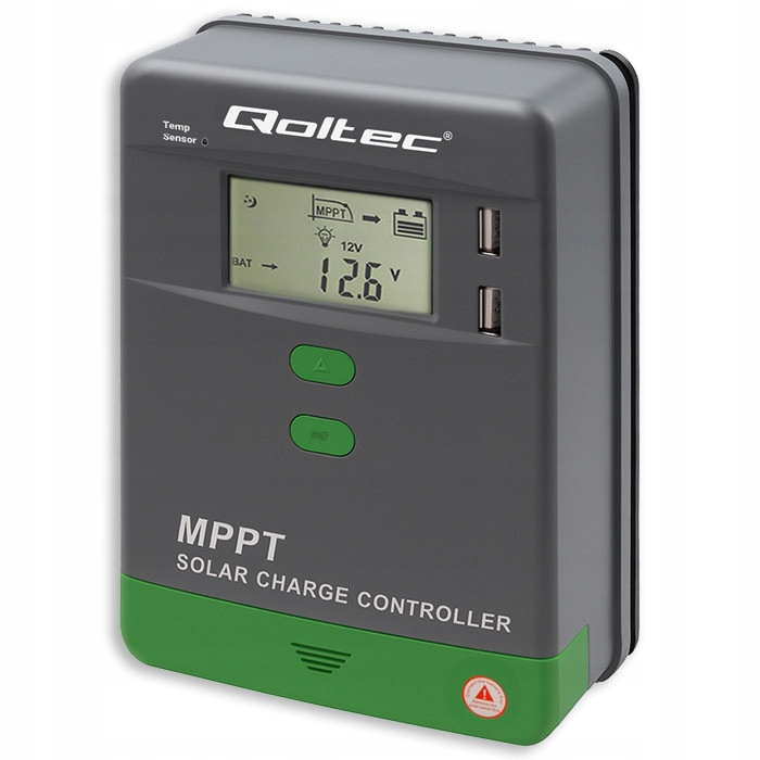 Qoltec Mppt regulator ładowania 20A 12/24V LCD Usb czujnik GEL/LiFePO4