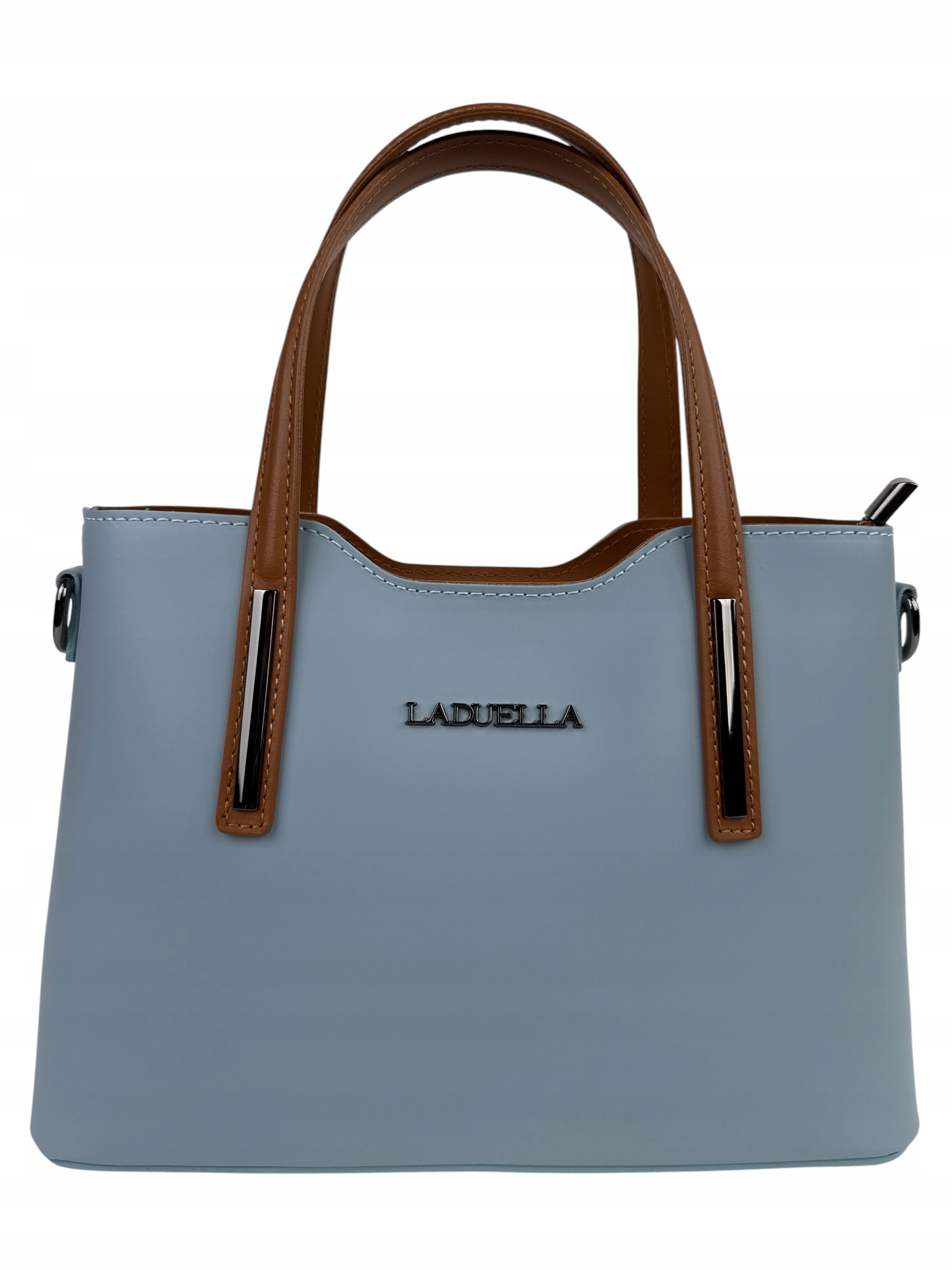 Laduella dámská kabelka kufřík z přírodní kůže elegantní, světle modrá