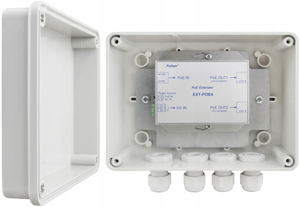 Extender Poe V Hermetickom Puzdre Pre 2 Ip Kamery Pulsar EXT-POE4H 48V
