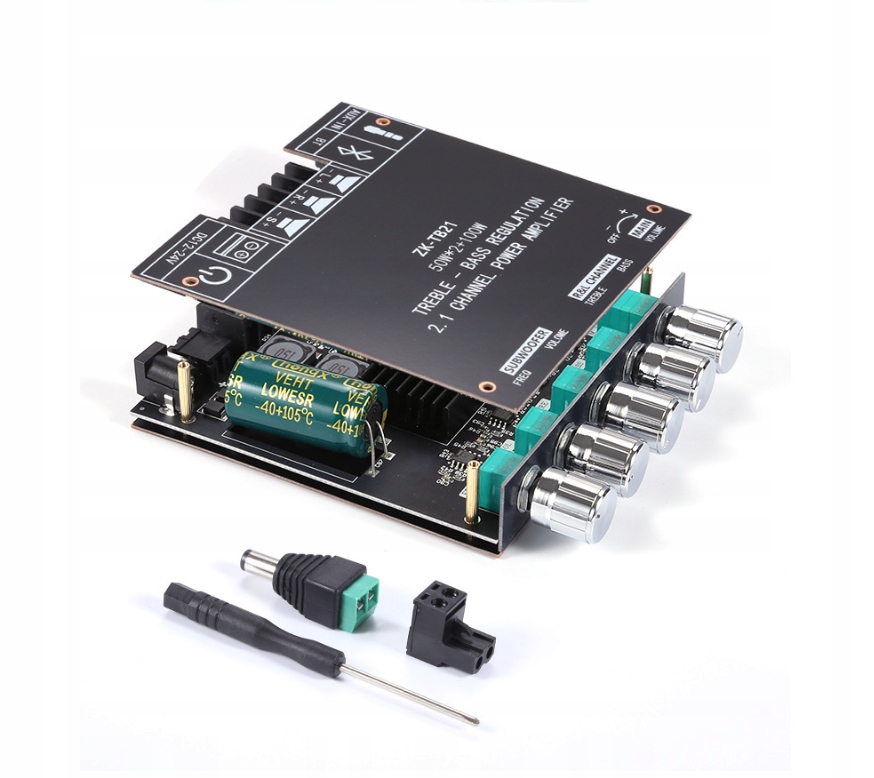 Wzmacniacz audio 2x50W +100W 2.1 Bluetooth 5.0