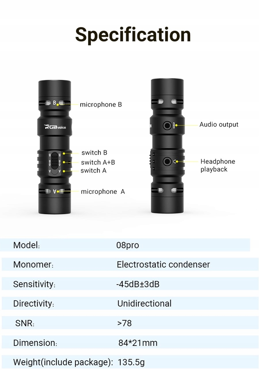 RGBVoice RGV08 Pro - mikrofon kondensatorowy Model RGV08 Pro