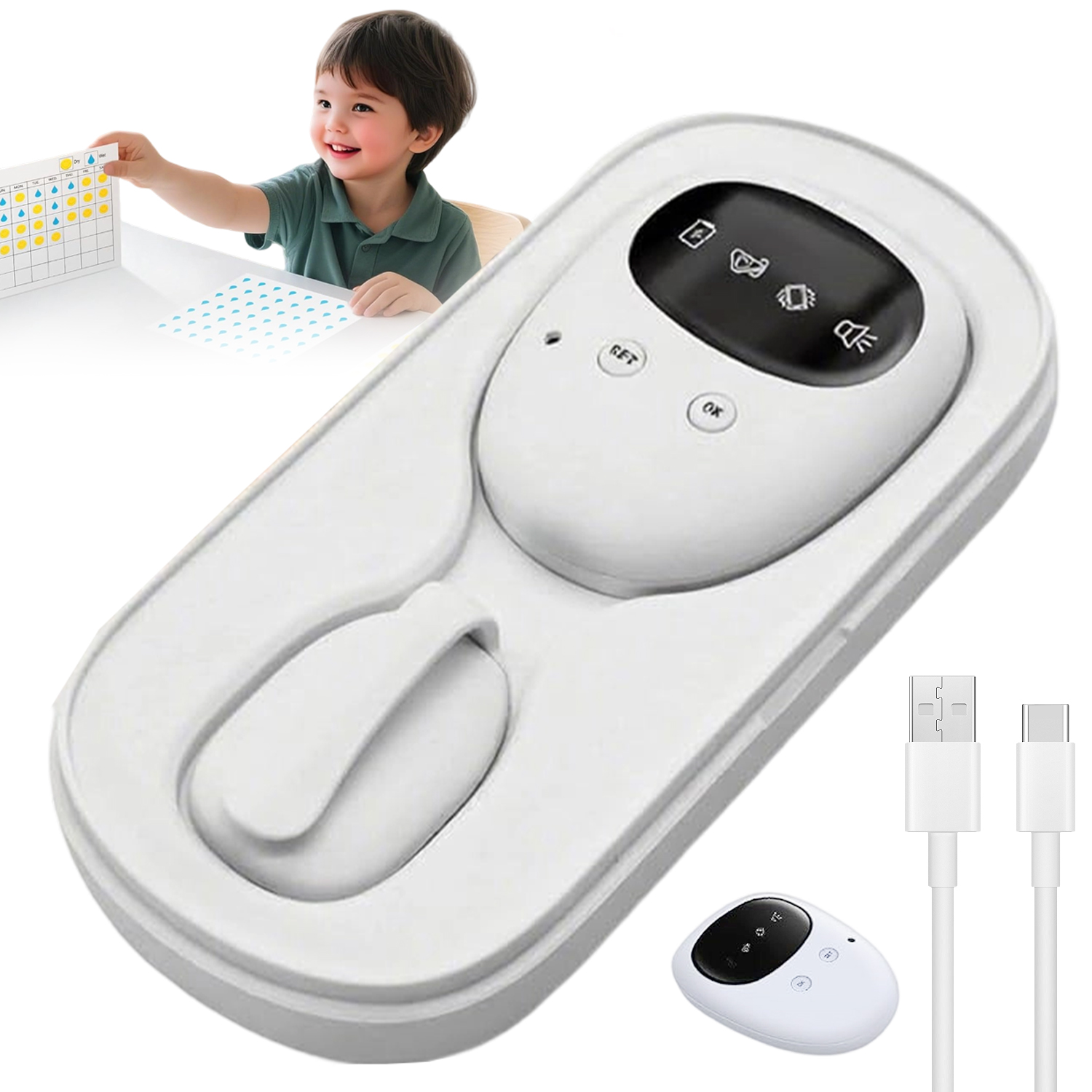 Alarm Probuzení Noční Namáčení Senzor Vlhkosti V Posteli Bezdrátový