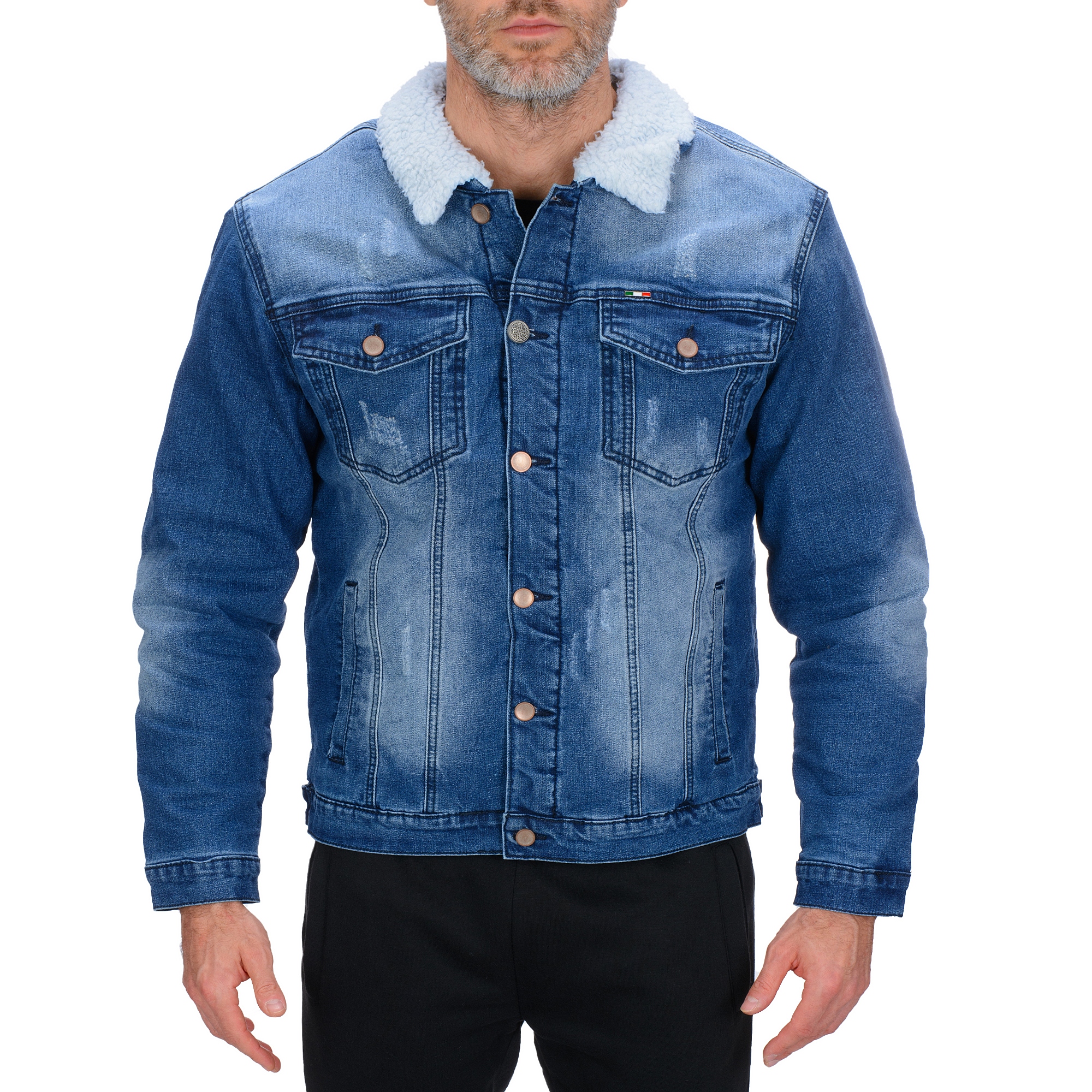 MJ513 vel M Pánská Zateplená Džínová Bunda