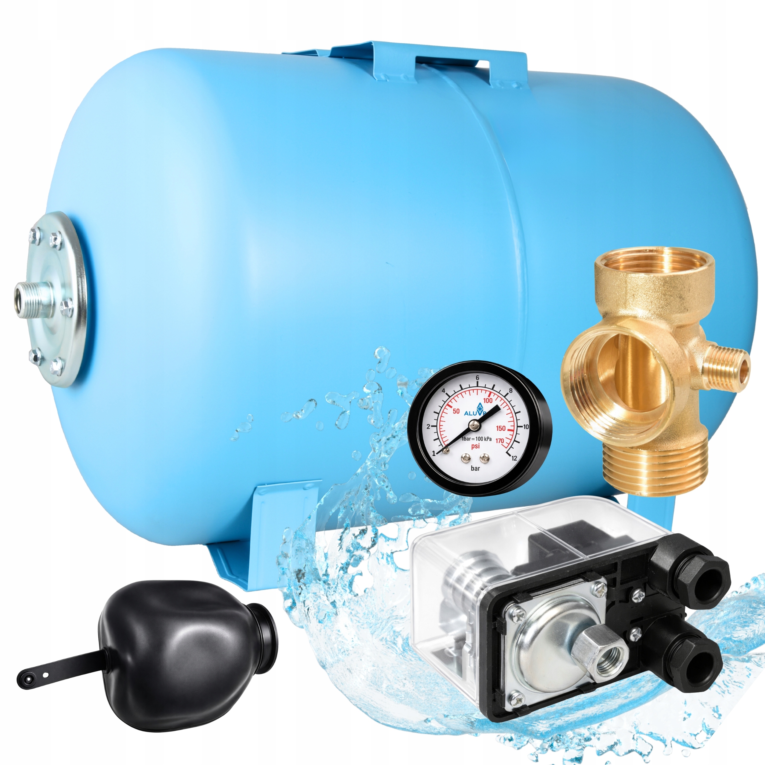 Kompletná Nádrž 100 L Príslušenstvo Manometer Presostat Trvalý Pre Čerpadlo Hydroforu