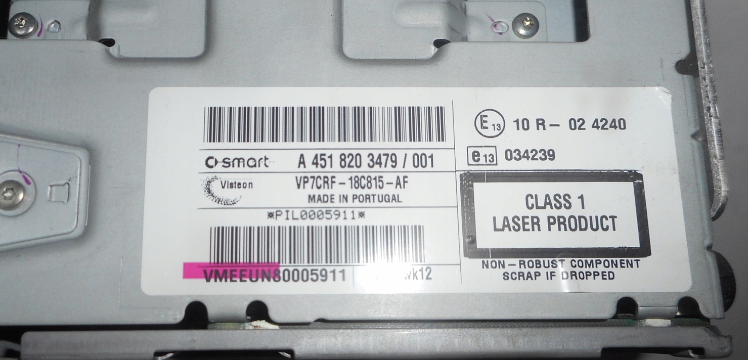 SMART FORTWO 451 RADIO CD A4518203479 Producent części Smart OE