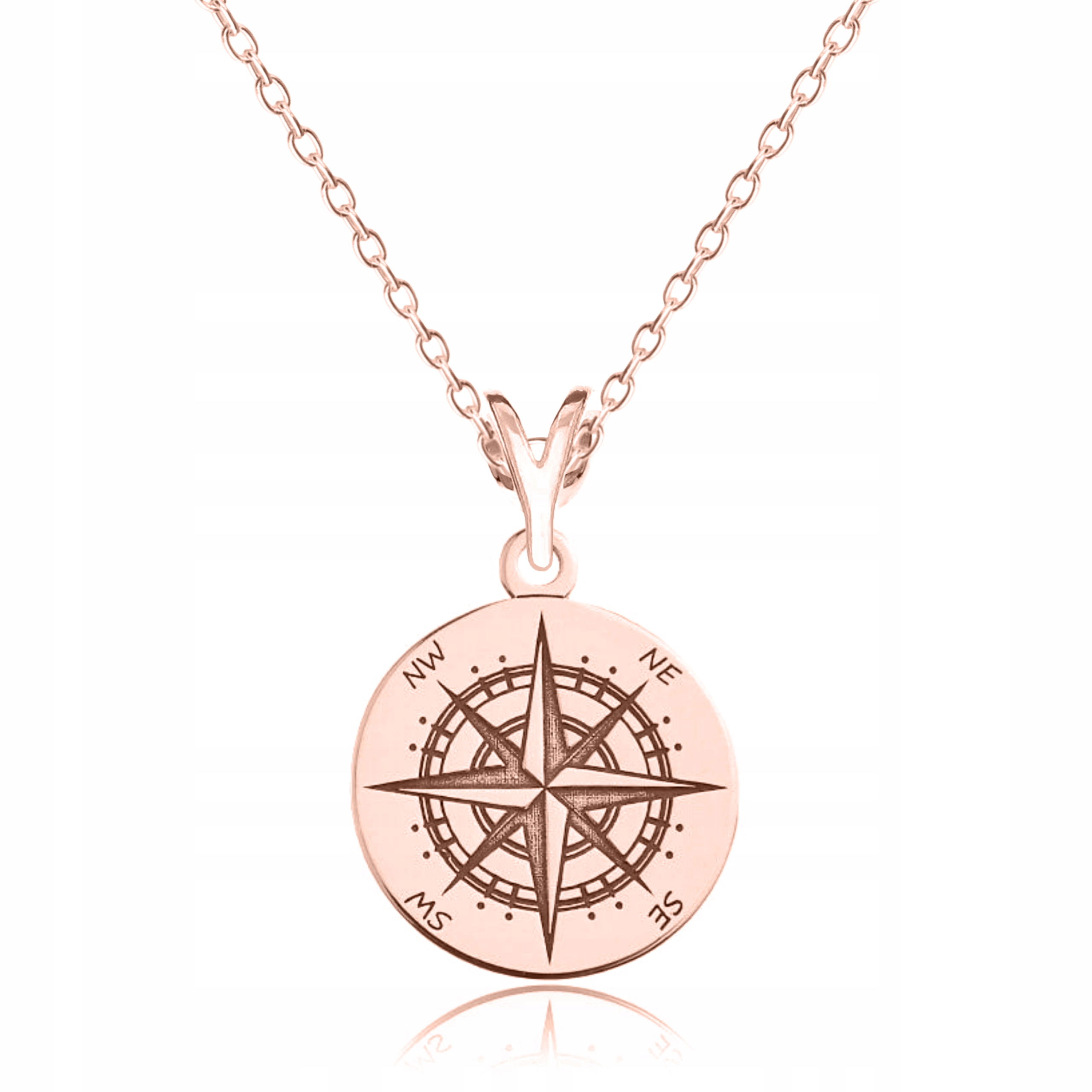 Náhrdelník růžové zlato 925 růže větrů kompas