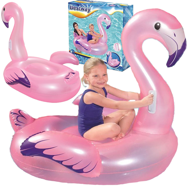 WIELKI Pompowany FLAMING Materac Do Pływania 127CM