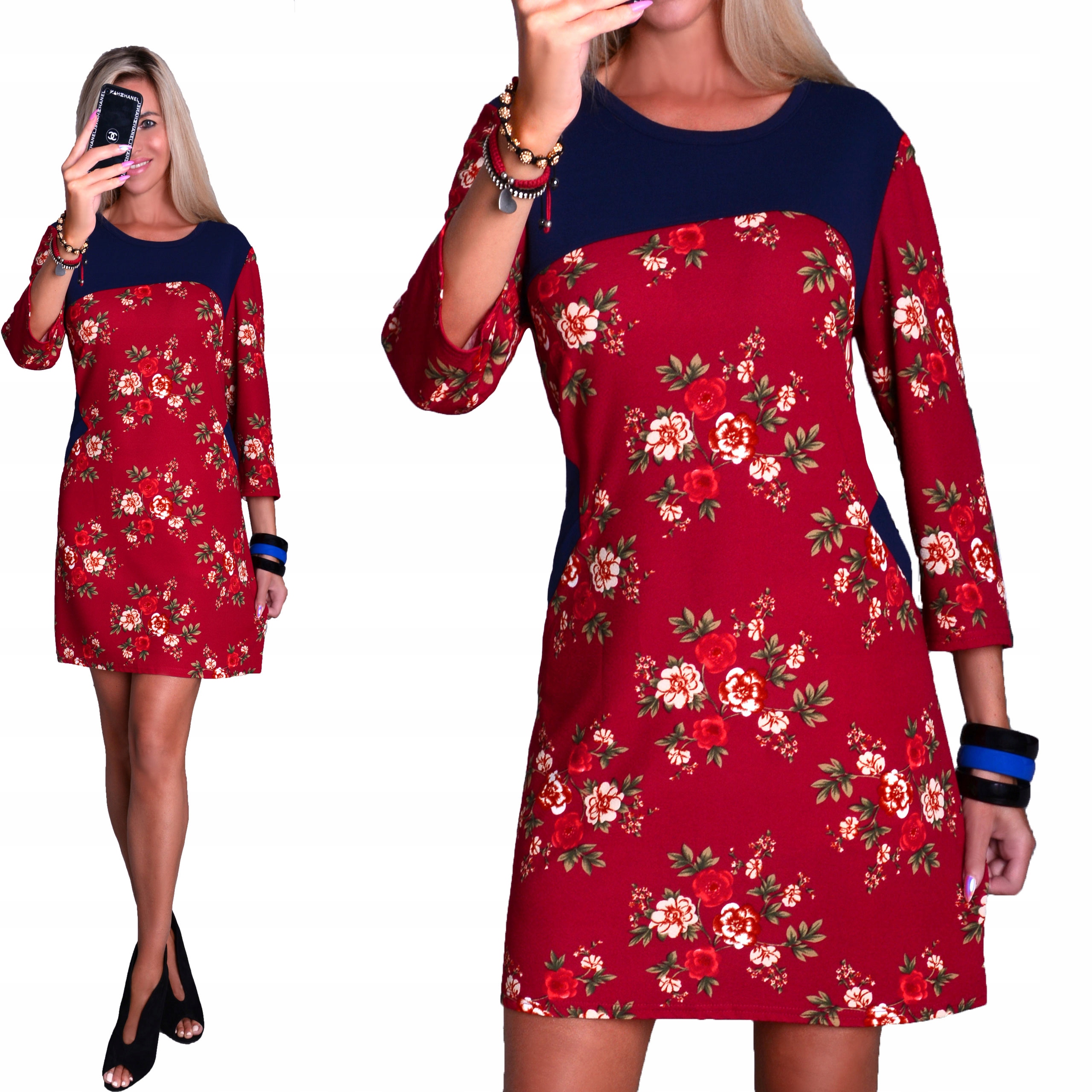 

Modna Sukienka W Kwiaty Wyszczupla Duża do6XL 252