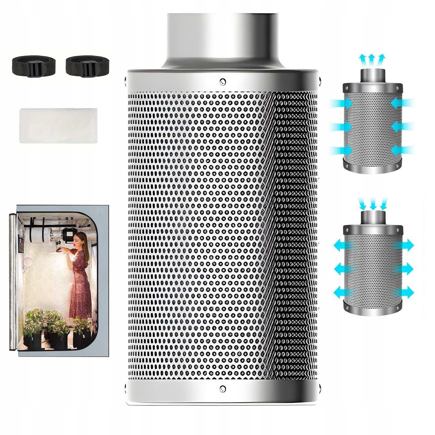 Uhlíkový filtr kovový 4in stříbrný s 53% větším průtokem