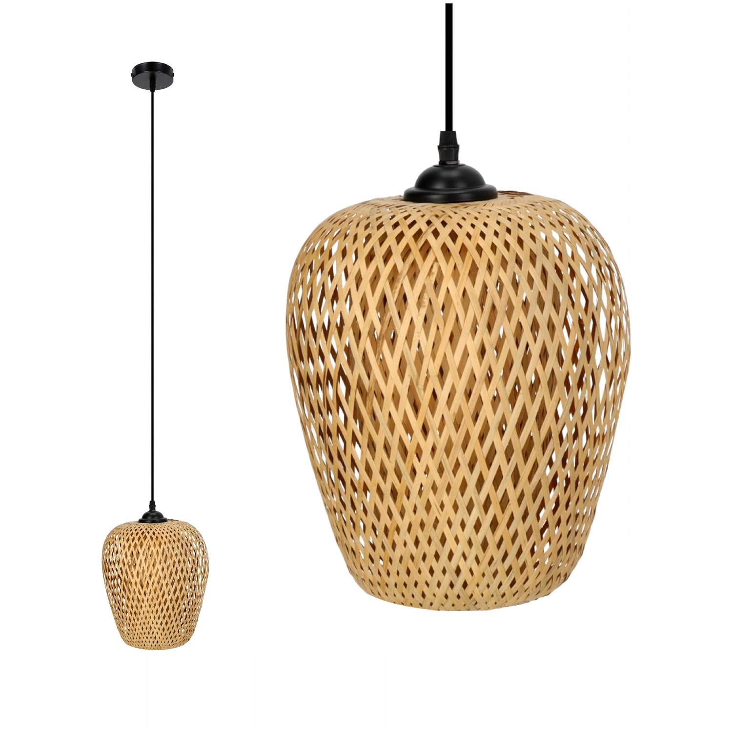Lampa wisząca Bambusowa Bern boho sufitowa Pleciona naturalna E27