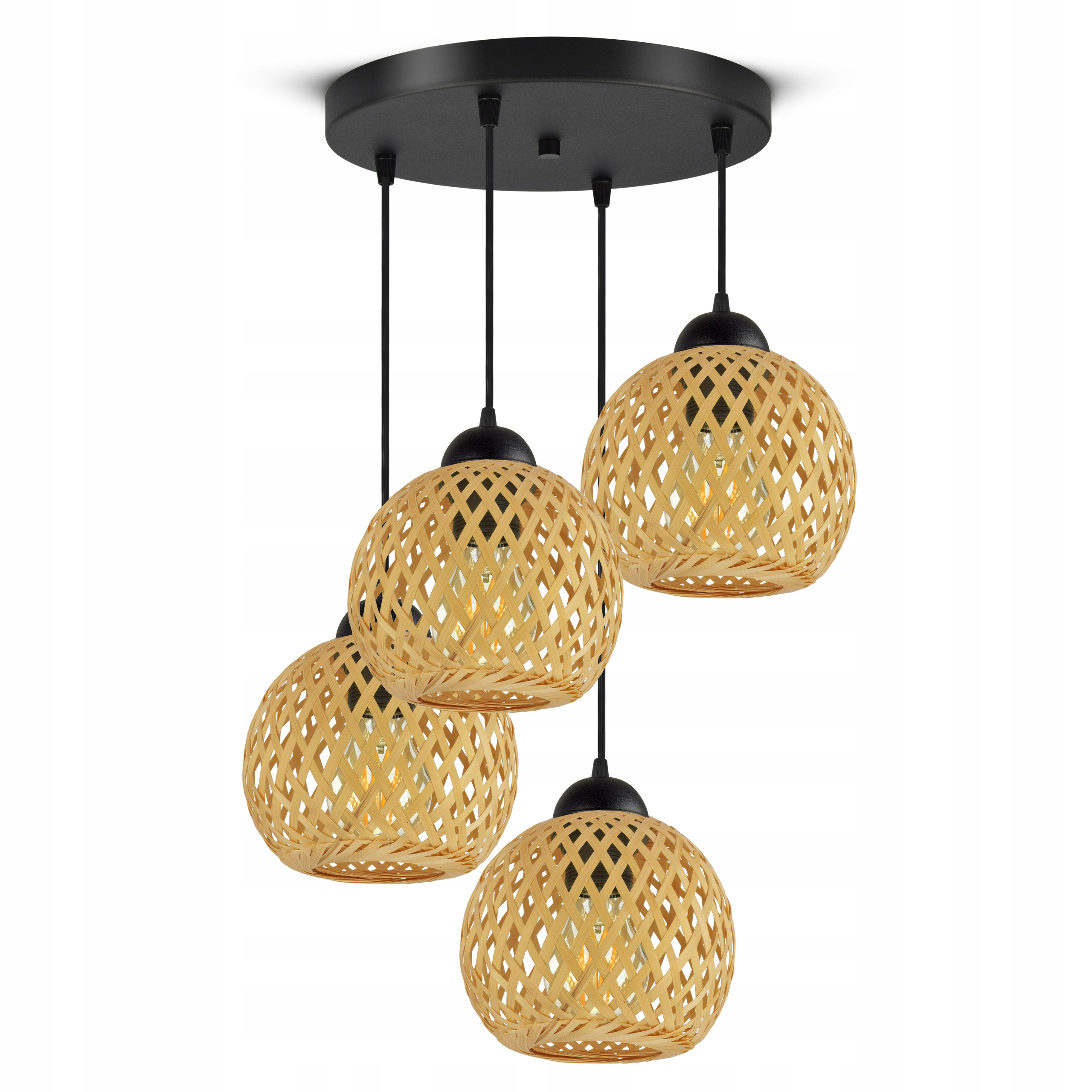 Závěsné Stropní Svítidlo Bambusová pletená Boho přírodní 584-EZ4 Led černá