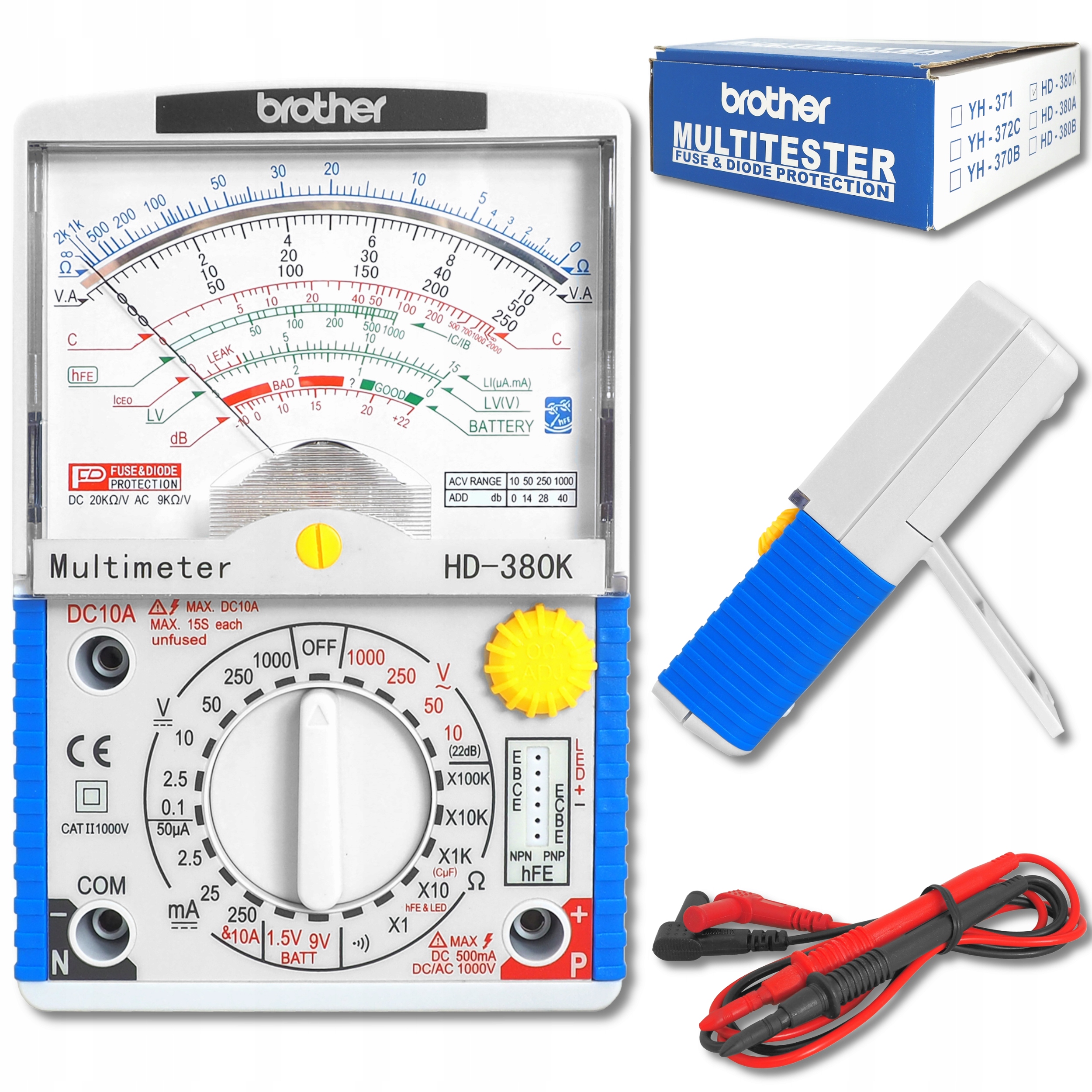 Profesionální Analogový Multimetr Brother HD-380K Buzzer Test Hfe