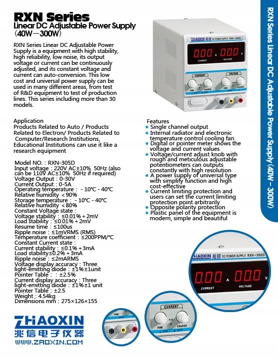 Zasilacz laboratoryjny Zhaoxin RXN-305D 30V 5A Kod producenta RXN-305D