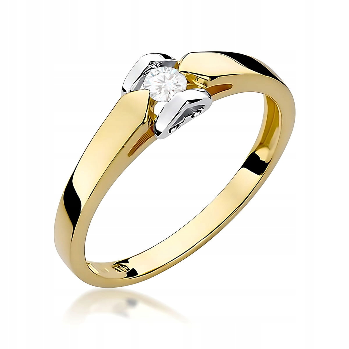 Zlatý prstýnek 585 s laboratorním diamantem 0.10 ct, zásnubní, stylový