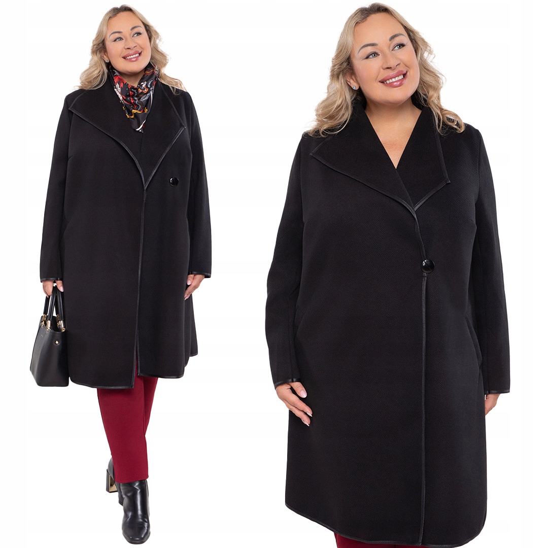 Černý kabát se zapínáním na knoflík 50