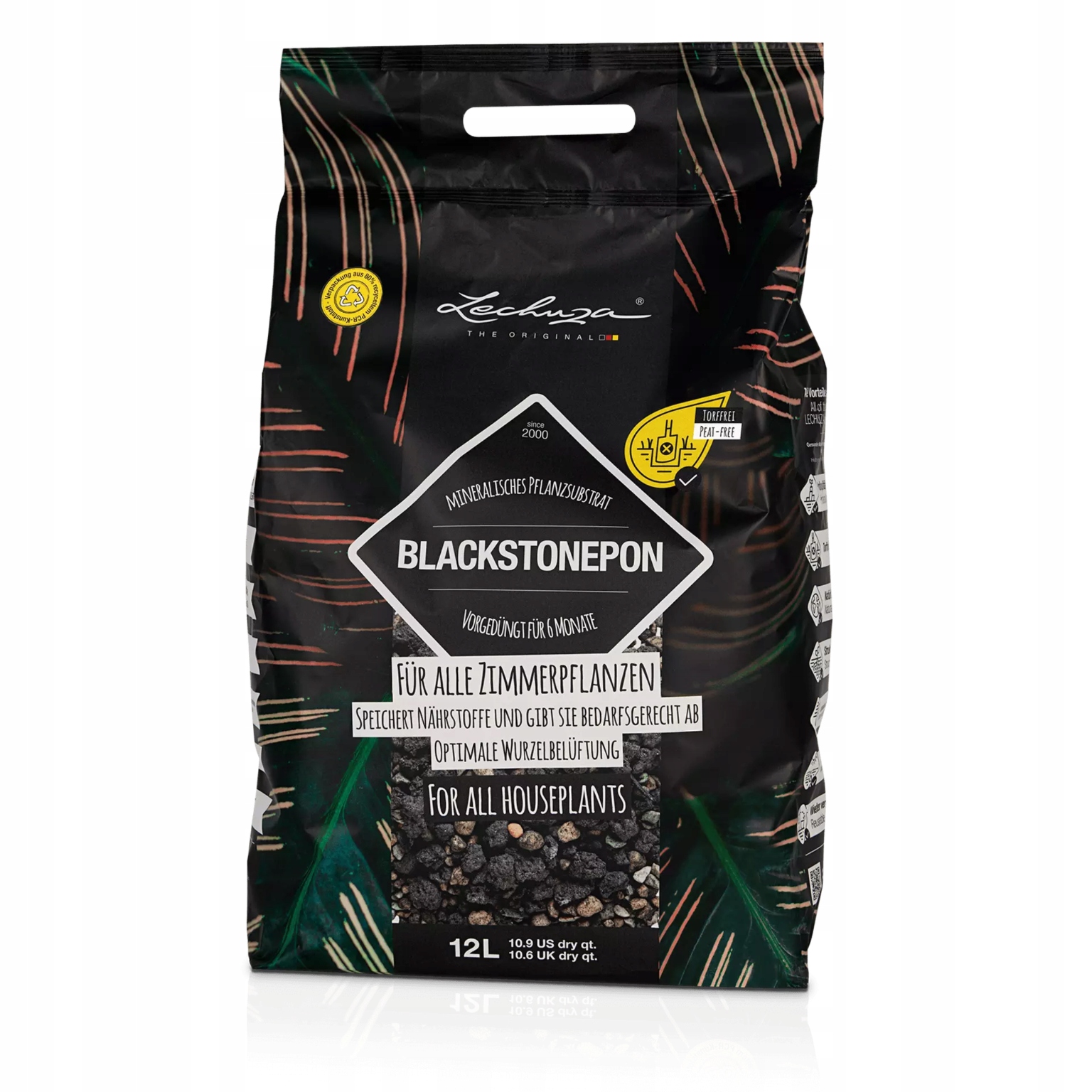 Substrat Lechuza Blackstonepon 12l Podłoże z nawozem do roślin doniczkowych
