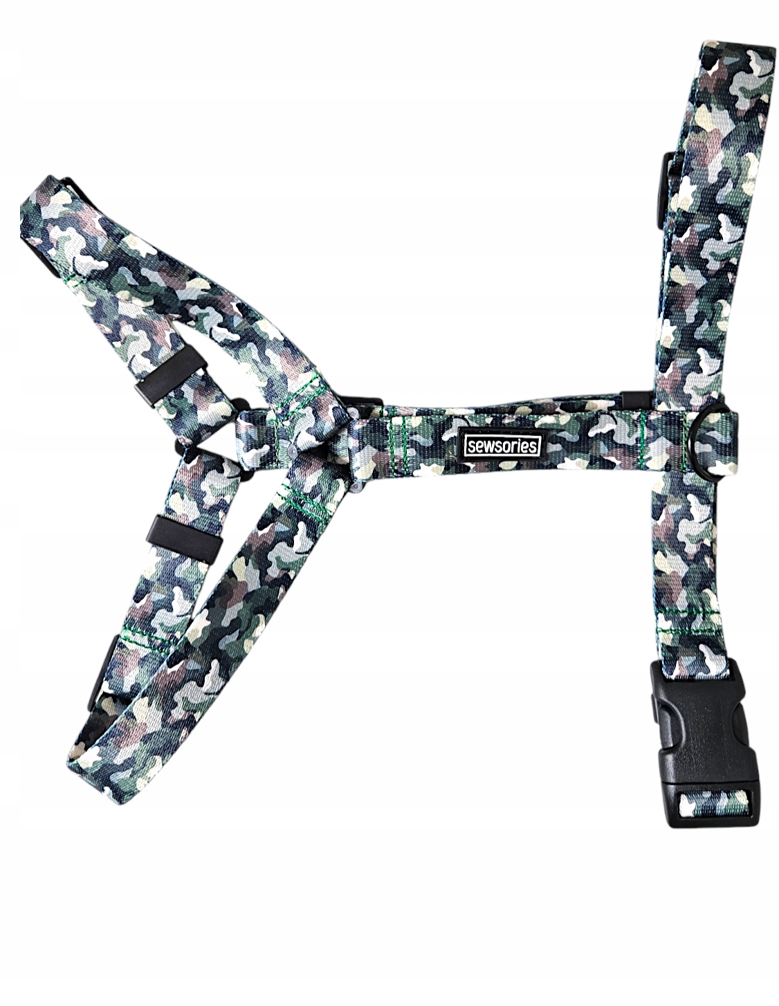 Levně Postroj pro psa typu guard Sewsories Kamufláž velikost S páska 2,5 cm