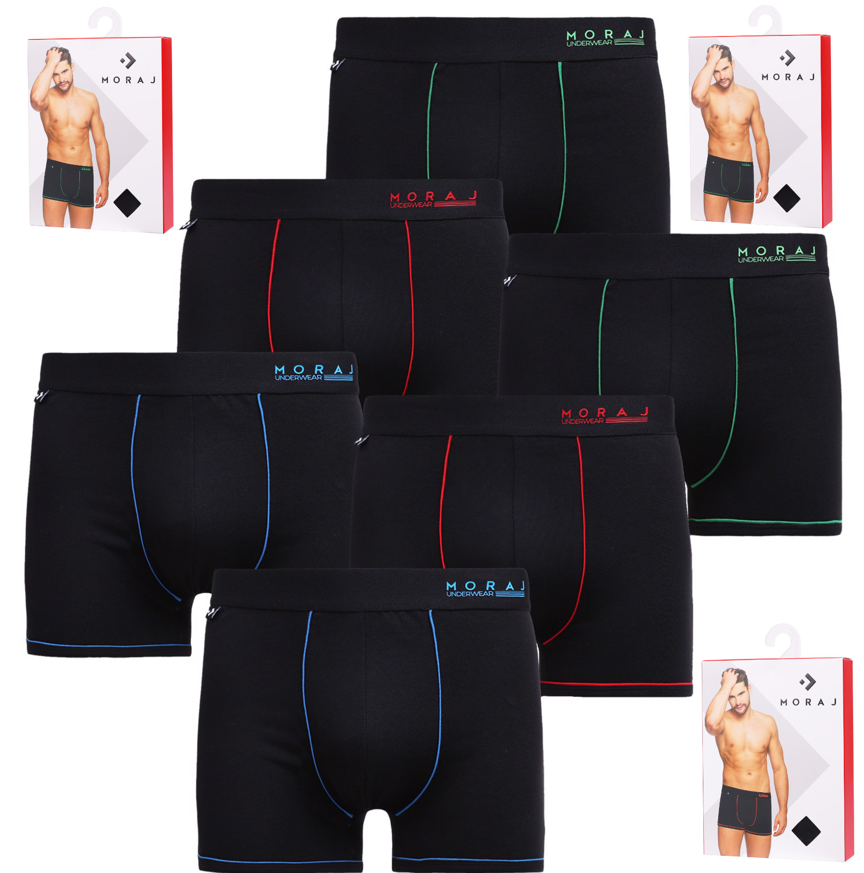 Slipy Bavlna Moraj Classic Fitted, Dárek Balení 6 Kusů XXL