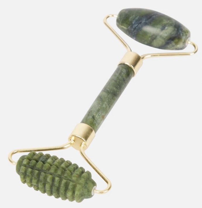 Zestaw SPA Masażer z jadeitu i kamień gua sha wałek roller do twarzy