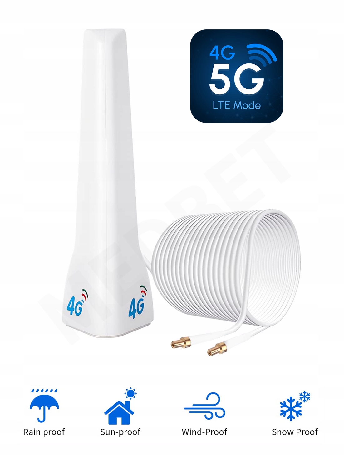MOCNA ANTENA GSM LTE 3G 4G 5G WiFi DOOKÓLNA DO MODEMÓW ROUTERÓW 19 dBi CRC9