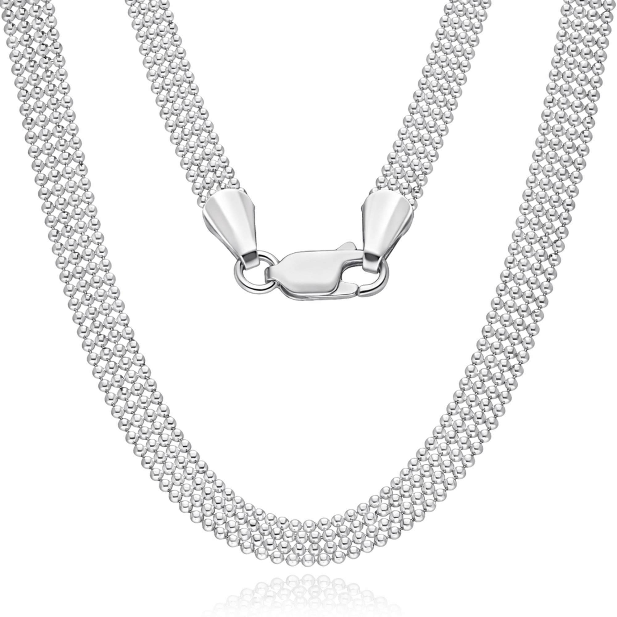 Stříbrný kuličkový náhrdelník 925 s kuličkami ve čtyřech řadách, 45 cm