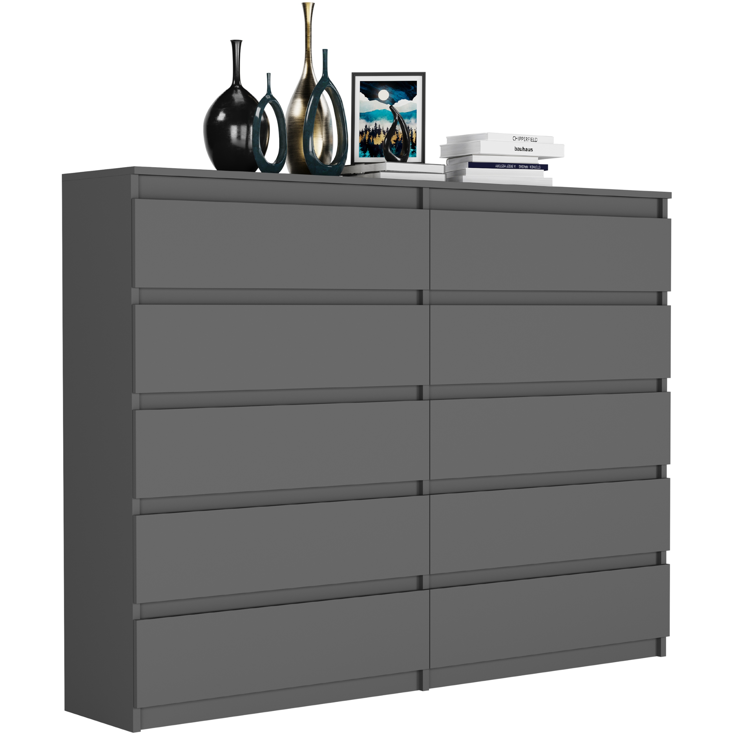 Nowoczesna KOMODA 160 SZAFKA 10 SZUFLAD R-160-S10 ANTRACYT