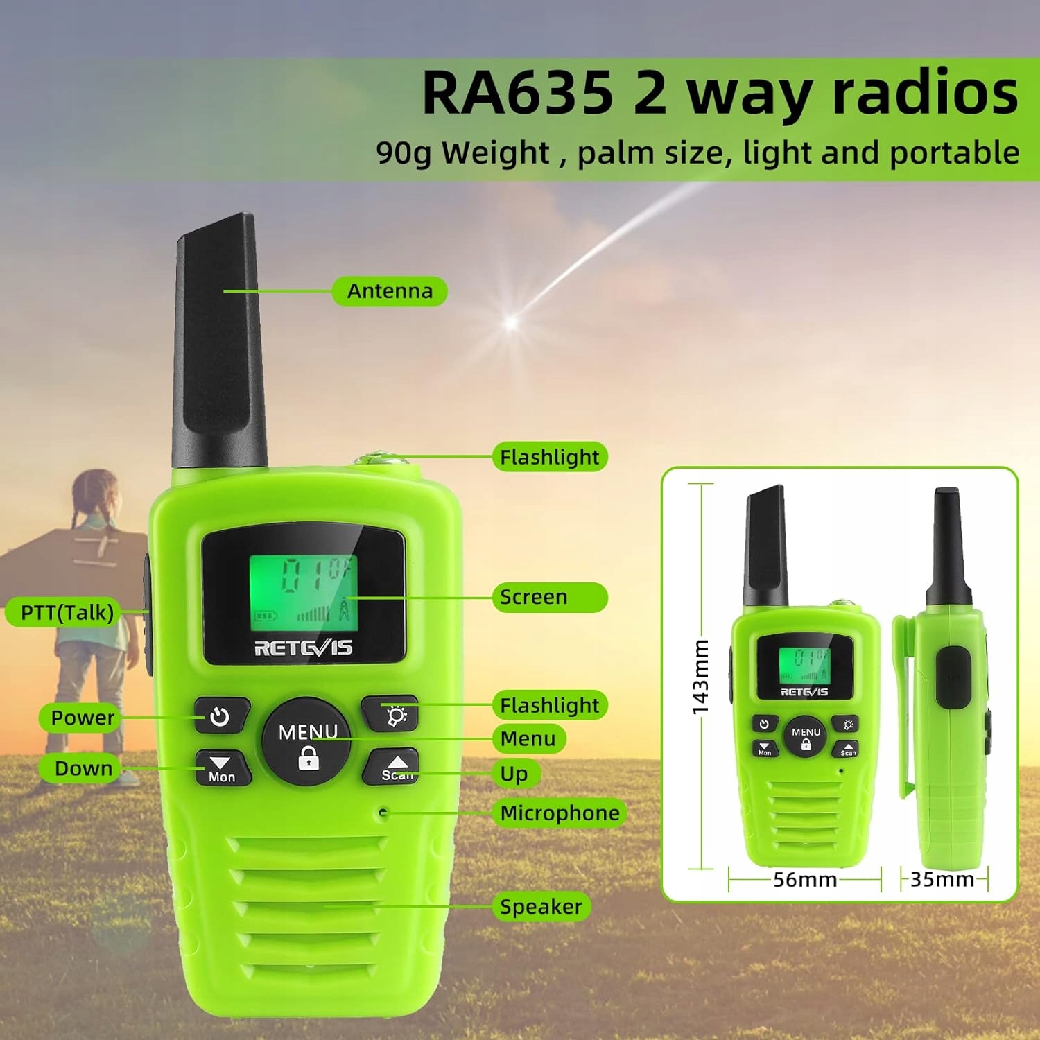 WALKIE TALKIE DLA DZIECI krótkofalówka łoki toki Retevis RA635 N57 Kod producenta BF-T3