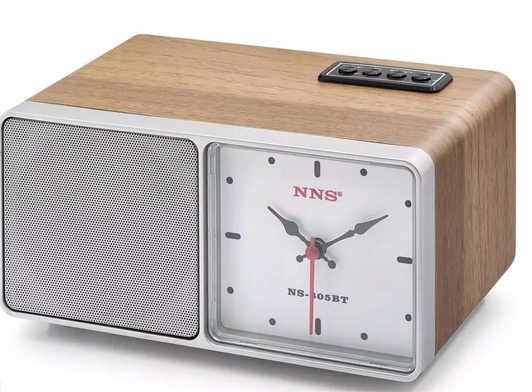 Radio drewno z zegarem kuchenne Fm akumulatorowe z Bluetooth Usb do Salonu