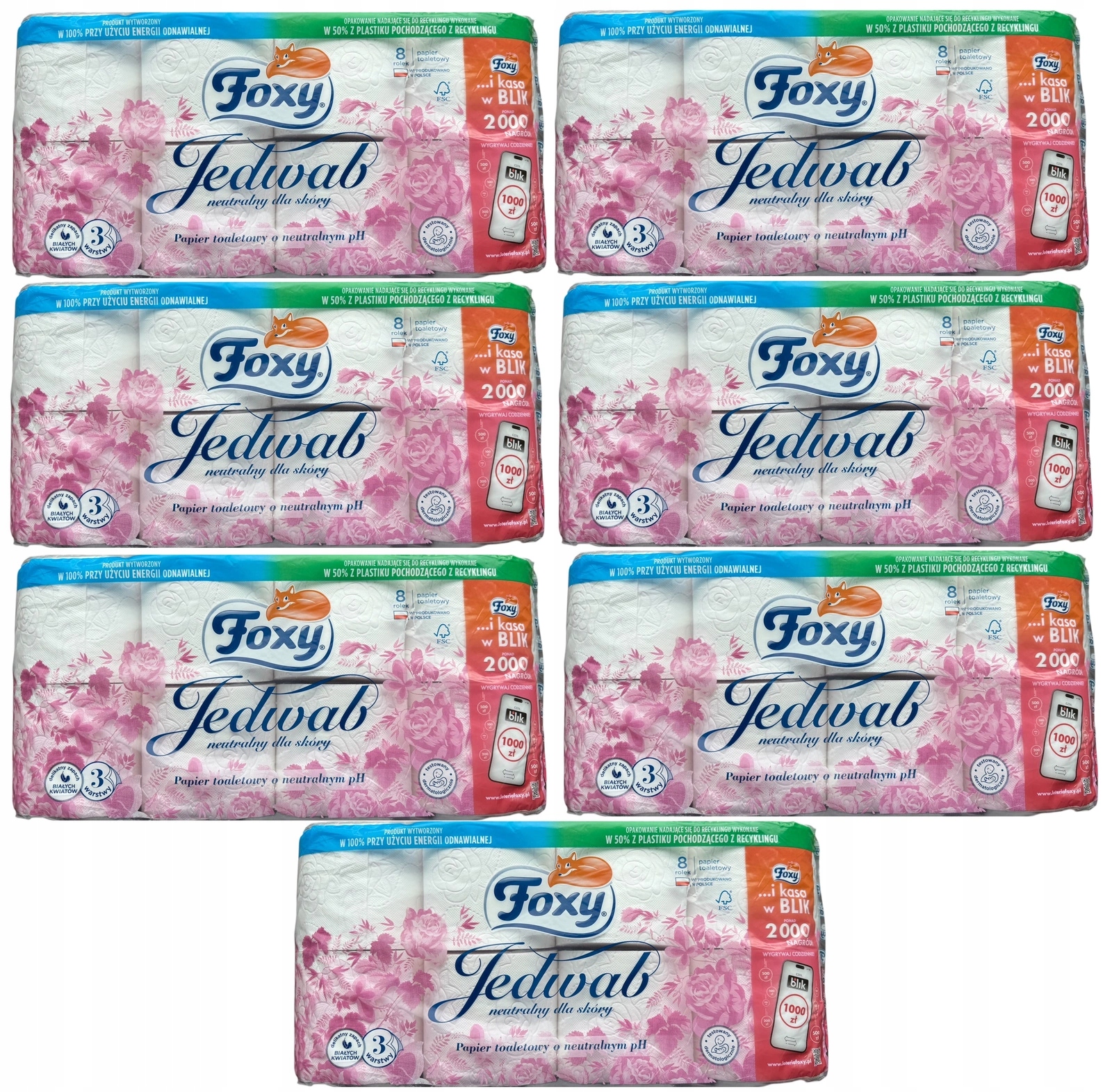 Toaletní papír Foxy Hedvábí 8 rolí x 7 kusů