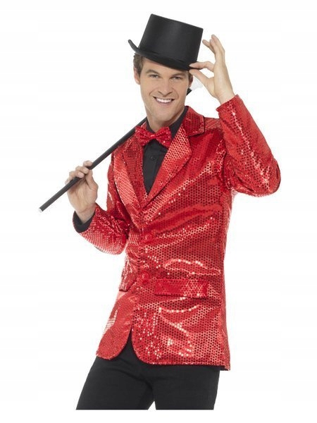 Flitrový Sako Pánský Červený Ples Karneval M