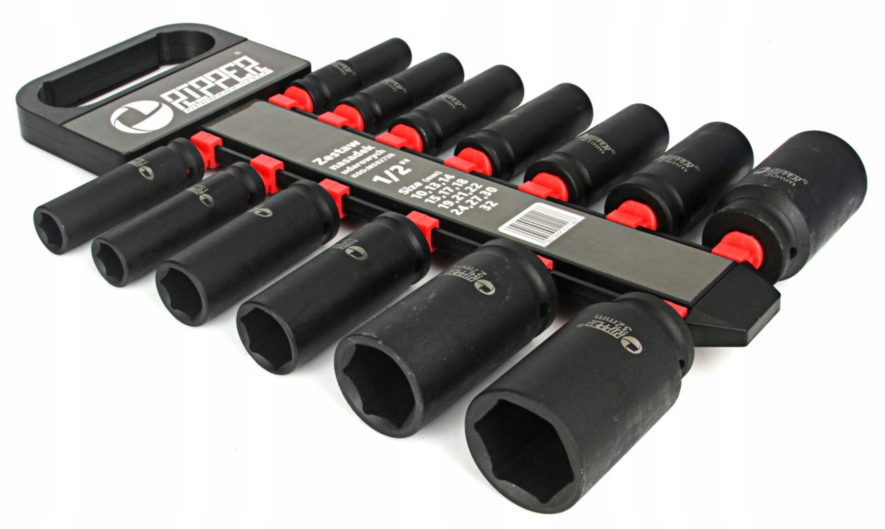 NASADKI UDAROWE KLUCZE NASADOWE DŁUGIE 1/2'' ZESTAW NASADEK 10-32MM 13el Typ 6-kątna