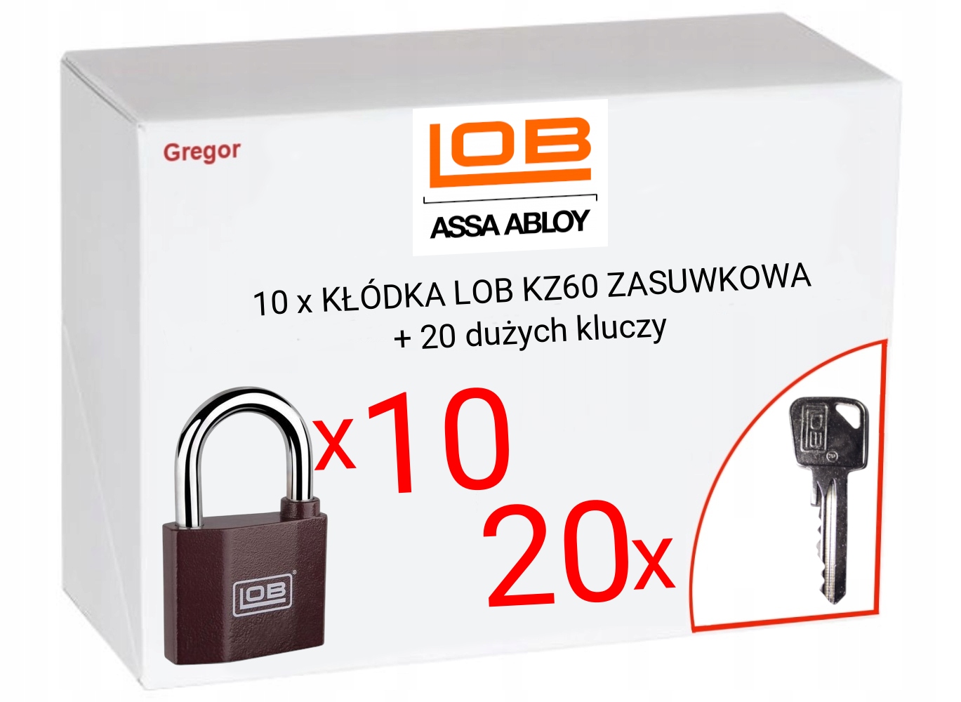 20 Kluczy 10 x kłódka Lob KZ60 zasuwkowa 20 kluczy Dużych Kluczy system